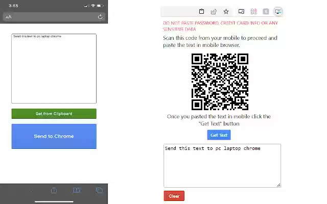 Mob to Laptop  from Chrome web store to be run with OffiDocs Chromium online