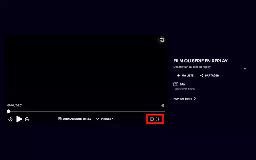 Mode Cinema TF1+  from Chrome web store to be run with OffiDocs Chromium online