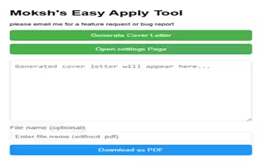 Mokshs Easy Apply from Chrome web store to be run with OffiDocs Chromium online Mokshs Easy Apply from Chrome web store to be run with OffiDocs Chromium online