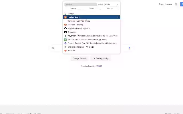 Moly Tab Menu  from Chrome web store to be run with OffiDocs Chromium online