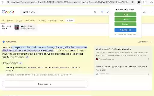 Mood Based Web Curator  from Chrome web store to be run with OffiDocs Chromium online