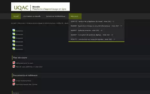 moodle UQAC par session  from Chrome web store to be run with OffiDocs Chromium online