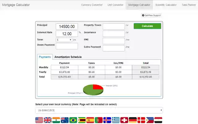 Mortgage Calculator  from Chrome web store to be run with OffiDocs Chromium online