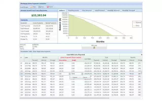 Mortgage Loan Prepayment Calculator  from Chrome web store to be run with OffiDocs Chromium online