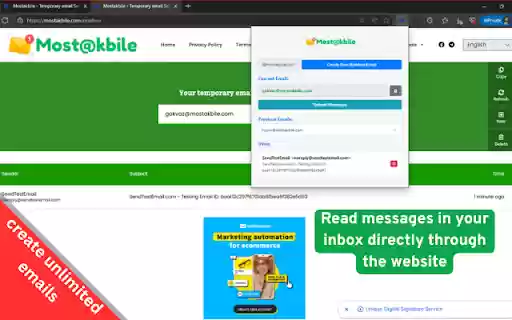 Mostakbile Temp Email  from Chrome web store to be run with OffiDocs Chromium online