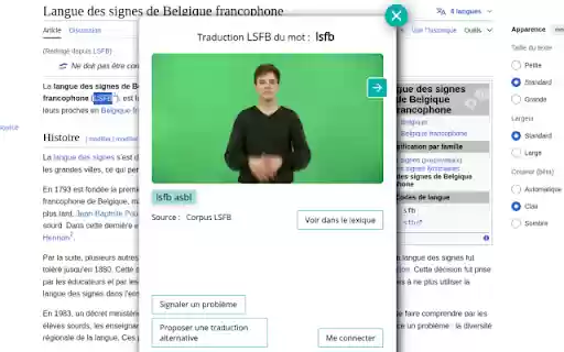 mot signe LSFB  from Chrome web store to be run with OffiDocs Chromium online