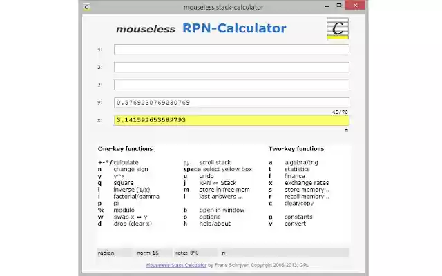 Mouseless Stack Calculator App from Chrome web store to be run with OffiDocs Chromium online Mouseless Stack Calculator App from Chrome web store to be run with OffiDocs Chromium online