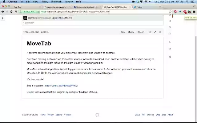 MoveTab  from Chrome web store to be run with OffiDocs Chromium online