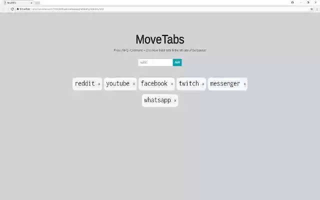 MoveTabs  from Chrome web store to be run with OffiDocs Chromium online