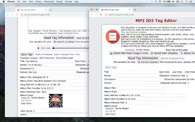 MP3 ID3 Tag Editor  from Chrome web store to be run with OffiDocs Chromium online