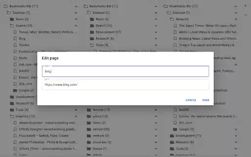 Multi column bookmark editor  from Chrome web store to be run with OffiDocs Chromium online
