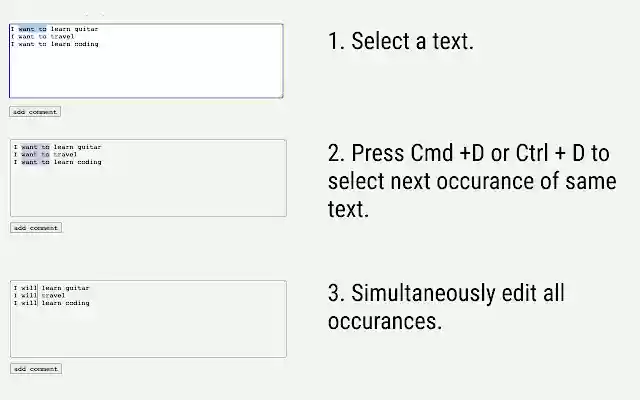 Multi Cursor for Chrome  from Chrome web store to be run with OffiDocs Chromium online