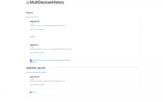 MultiDevicesHistory  from Chrome web store to be run with OffiDocs Chromium online