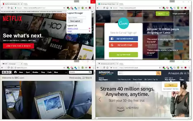 Multi Layout Manager  from Chrome web store to be run with OffiDocs Chromium online