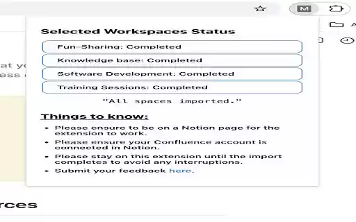 Multi select Confluence Workspaces to import into Notion  from Chrome web store to be run with OffiDocs Chromium online