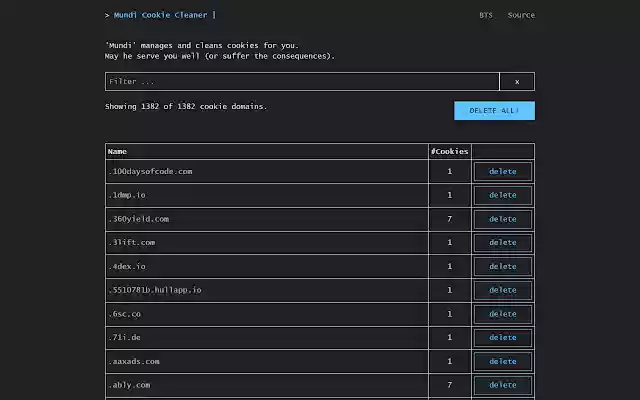Mundi Cookie Cleaner  from Chrome web store to be run with OffiDocs Chromium online