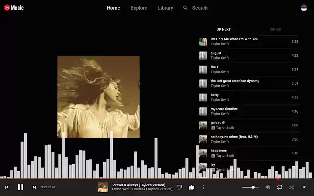 Music Visualizer for YouTube™ Music  from Chrome web store to be run with OffiDocs Chromium online