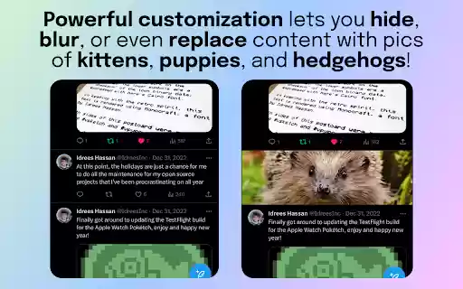 Mutable Customizable Content Filtering  from Chrome web store to be run with OffiDocs Chromium online