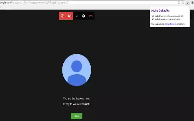 Mute Defaults  from Chrome web store to be run with OffiDocs Chromium online