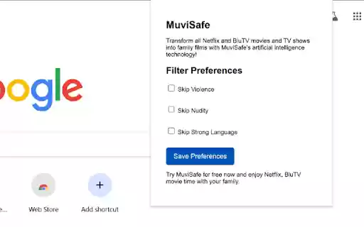 MuviSafe: Family Friendly  from Chrome web store to be run with OffiDocs Chromium online