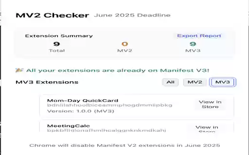 MV2 Checker – Will your extensions survive June 2025?  from Chrome web store to be run with OffiDocs Chromium online