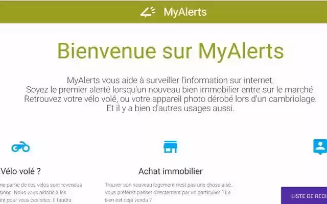 MyAlerts helps you to find something !  from Chrome web store to be run with OffiDocs Chromium online