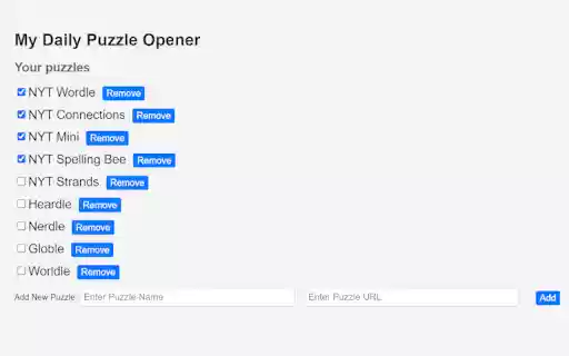 My Daily Puzzle Opener from Chrome web store to be run with OffiDocs Chromium online My Daily Puzzle Opener from Chrome web store to be run with OffiDocs Chromium online