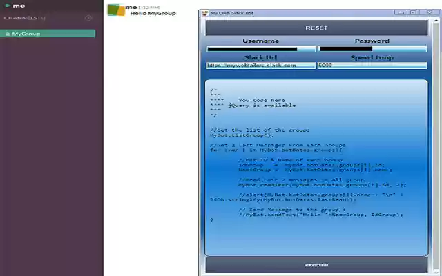 MyOwn SlackB0t  from Chrome web store to be run with OffiDocs Chromium online
