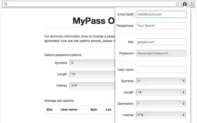 MyPass  from Chrome web store to be run with OffiDocs Chromium online