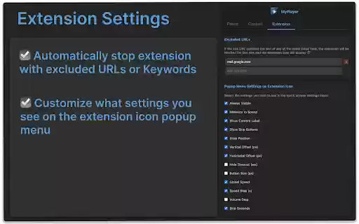 MyPlayer: Customizable Playback and Video Speed from Chrome web store to be run with OffiDocs Chromium online MyPlayer: Customizable Playback and Video Speed from Chrome web store to be run with OffiDocs Chromium online