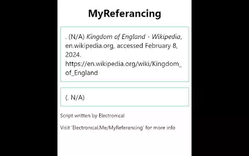 MyReferancing  from Chrome web store to be run with OffiDocs Chromium online