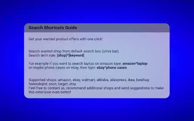 MyShopSearch  from Chrome web store to be run with OffiDocs Chromium online