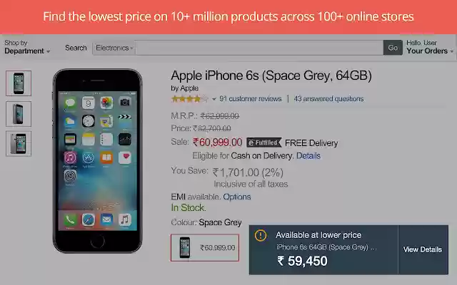 MySmartPrice  from Chrome web store to be run with OffiDocs Chromium online