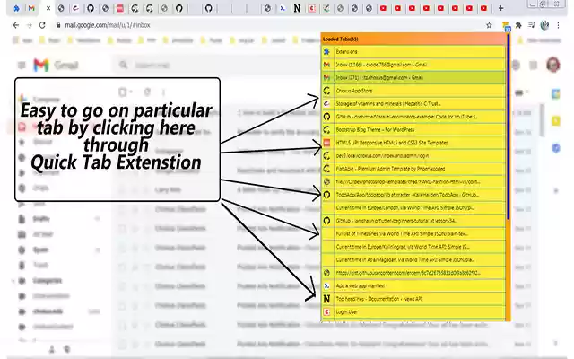 My Tabs List  from Chrome web store to be run with OffiDocs Chromium online