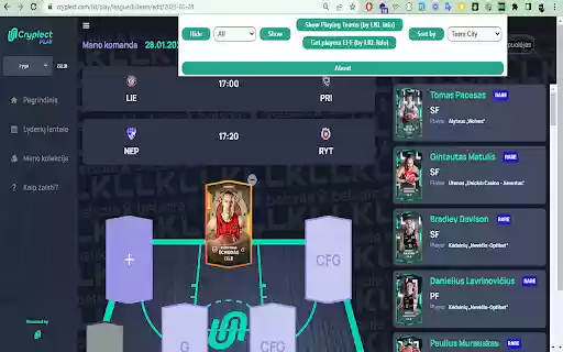 My Team of Cryplect filtering/sorting v0.3  from Chrome web store to be run with OffiDocs Chromium online