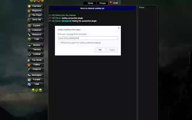 Mythea Secure Chat  from Chrome web store to be run with OffiDocs Chromium online