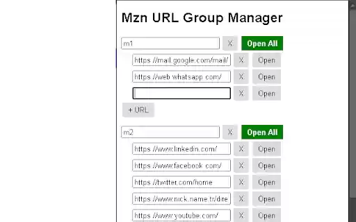 Mzn URL Group Manager  from Chrome web store to be run with OffiDocs Chromium online