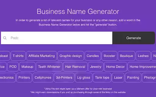 Name Fatso Business Name Generator  from Chrome web store to be run with OffiDocs Chromium online