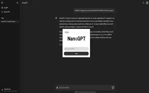 NanoGPT  from Chrome web store to be run with OffiDocs Chromium online