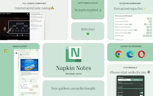 Napkin Notes • Side panel notes  from Chrome web store to be run with OffiDocs Chromium online