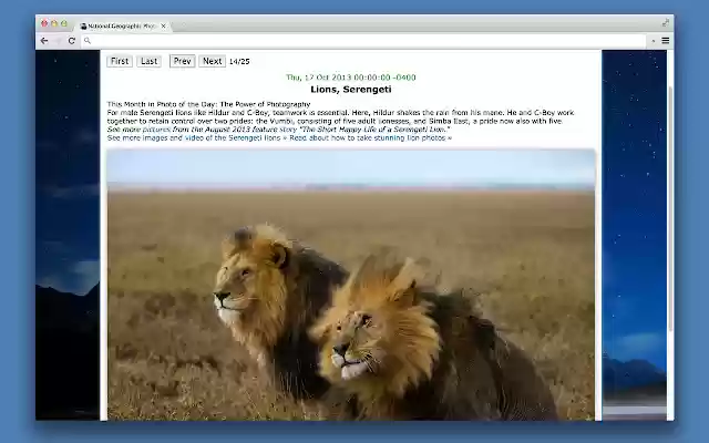 National Geographic Photo of the day  from Chrome web store to be run with OffiDocs Chromium online