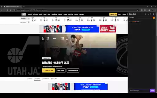 NBA Game Chat  from Chrome web store to be run with OffiDocs Chromium online