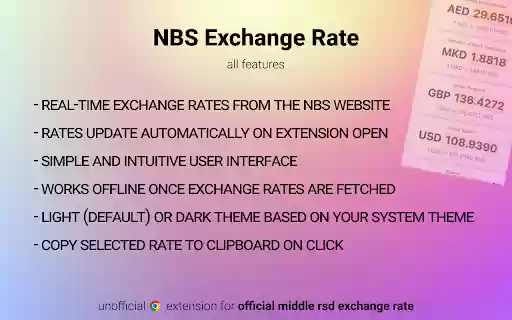 NBS Exchange Rate  from Chrome web store to be run with OffiDocs Chromium online