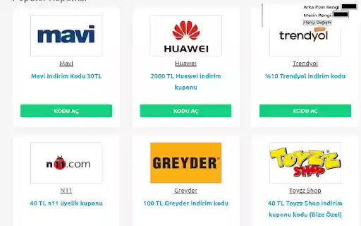 İndirim Kuponu App  from Chrome web store to be run with OffiDocs Chromium online