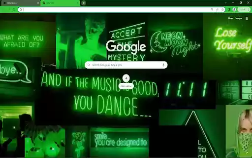 Neon green aesthetic collage  from Chrome web store to be run with OffiDocs Chromium online