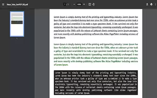 Neon Tetra GenPDF  from Chrome web store to be run with OffiDocs Chromium online