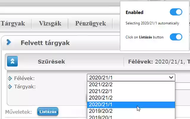 Neptun current semester  from Chrome web store to be run with OffiDocs Chromium online