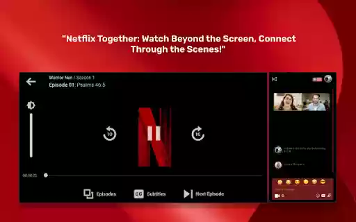 Netflix Party with video call  from Chrome web store to be run with OffiDocs Chromium online