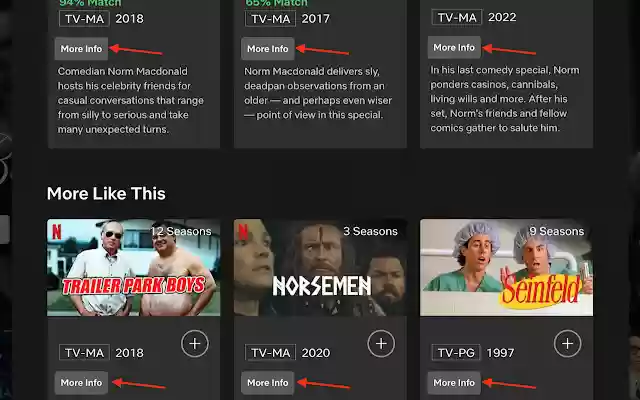 סייר ההמלצות של Netflix מחנות האינטרנט של Chrome להפעלה עם OffiDocs Chromium באינטרנט