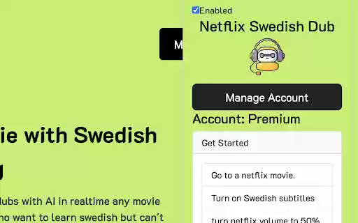 Netflix Swedish Dub из интернет-магазина Chrome будет работать с OffiDocs Chromium онлайн